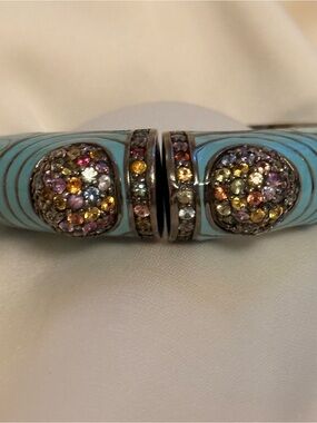 MCL Pastel Blue Enamel Bracelet with Multicolored Sapphire Accents